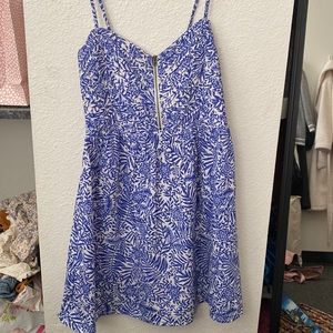 blue and white dress